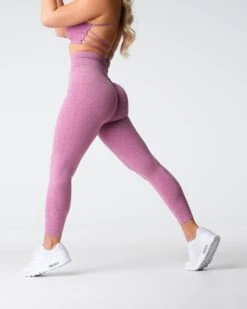 High Waisted Pastel Pink Scrunch Seamless Leggings - Butt Lifting Workout Tights