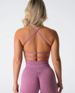 Pastel Pink Invincible Seamless Sports Bra - Open Back Workout Top