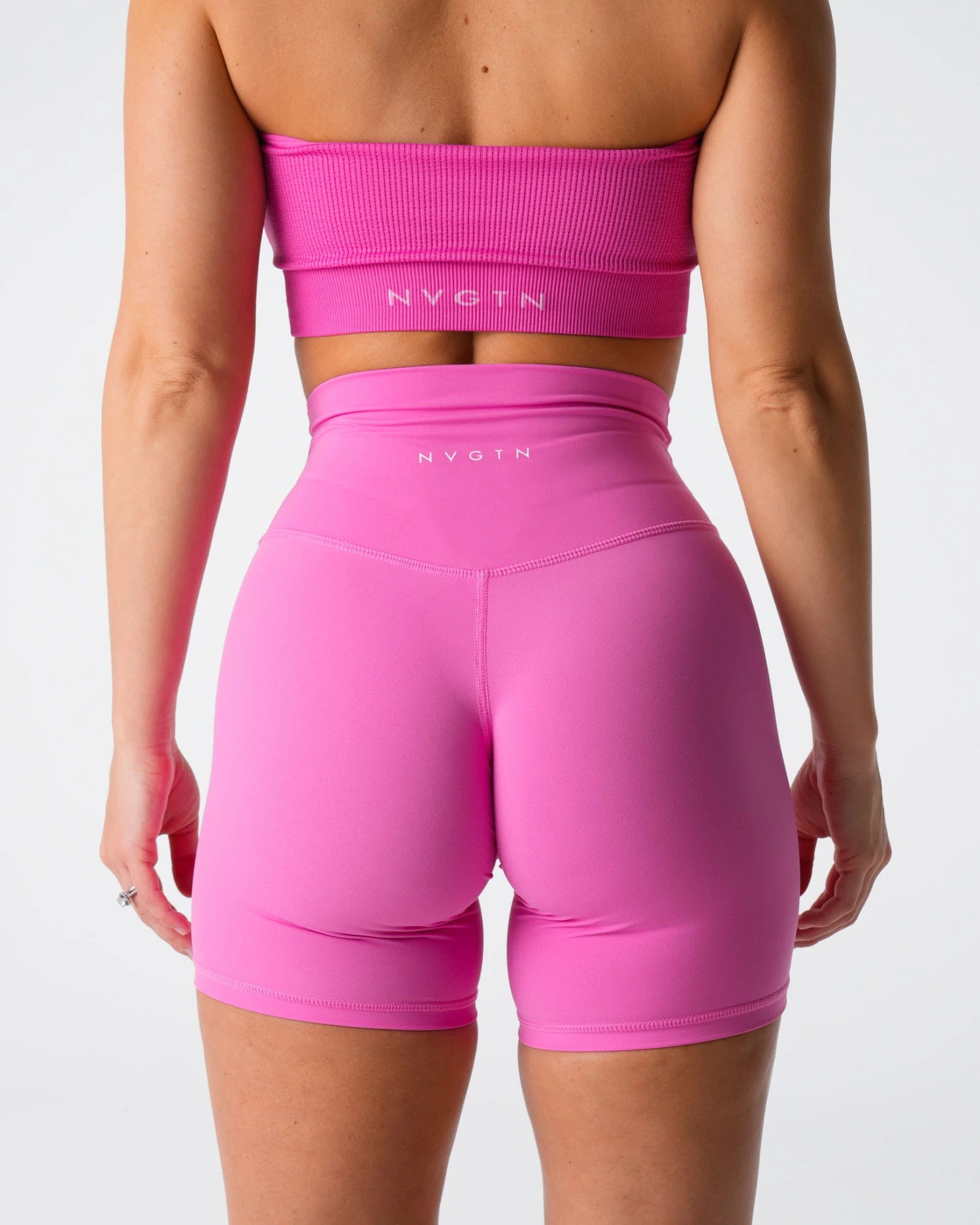 High-Waisted Bubble Gum Pink Athletic Shorts - No Front Seam 2 High-Waisted Bubble Gum Pink Athletic Shorts - No Front Seam - Image 2