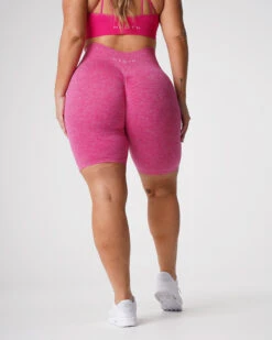 High Waisted Fuchsia Scrunch Seamless Workout Shorts