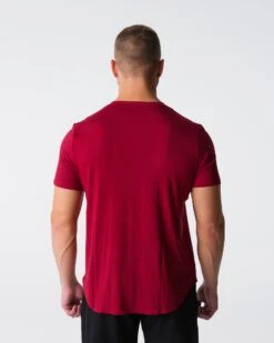 Crimson Tech Fitted Tee - Men's High-Performance Training Shirt -NVGTN Sportswear Shop DSC00138
