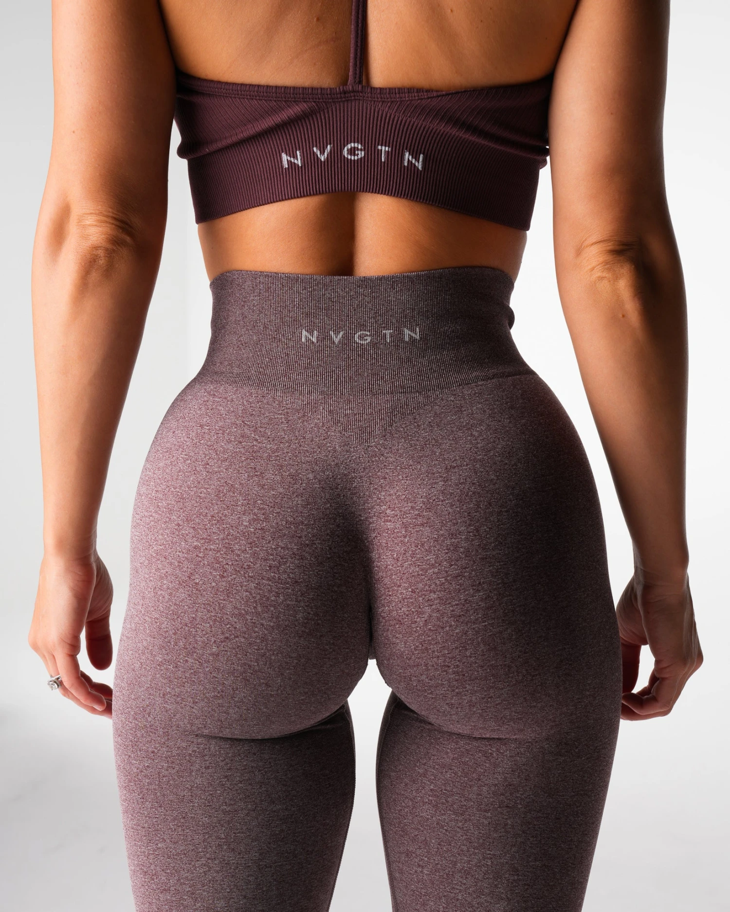 High Waisted Seamless Flare Leggings - Mulberry Brown Flattering Fit 2 High Waisted Seamless Flare Leggings - Mulberry Brown Flattering Fit - Image 2