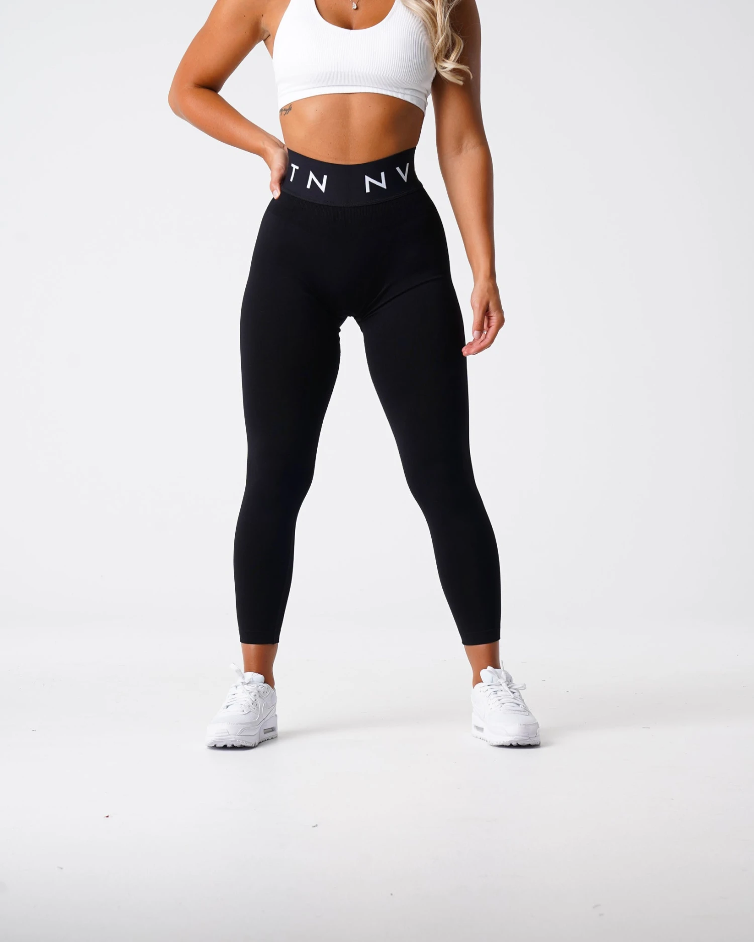Premium High Waisted Seamless Black Sport Leggings 3 Premium High Waisted Seamless Black Sport Leggings - Image 3