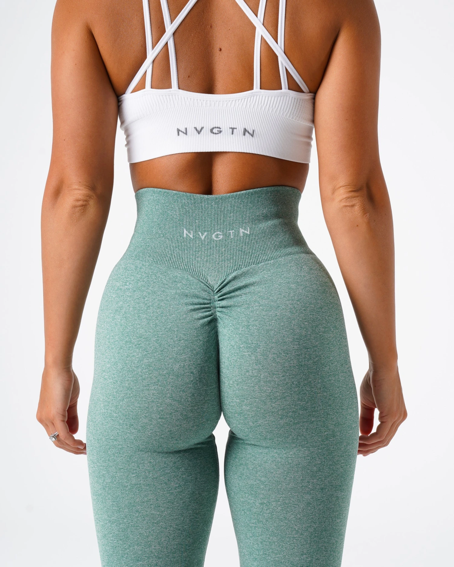 Sage Green High Waisted Scrunch Seamless Workout Leggings 2 Sage Green High Waisted Scrunch Seamless Workout Leggings - Image 2