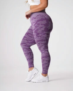 Violet Camo Seamless High Waisted Leggings - Supportive Gym Tights -NVGTN Sportswear Shop DSC00365
