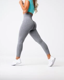 Grey High-Waisted Scrunch Seamless Leggings for Gym & Fitness -NVGTN Sportswear Shop DSC00374
