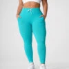 High-Waisted Turquoise Joggers with Tapered Cuffed Ankles