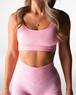 Baby Pink Harmony Ribbed Seamless Bra -NVGTN Sportswear Shop DSC00402 1