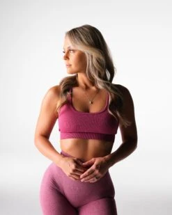 Seamless Maroon Open Back Sports Bra with Single Strap Support