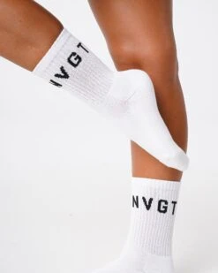 NVGTN White Crew Socks - Breathable Performance & Comfort