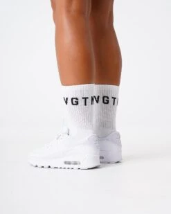 NVGTN White Crew Socks - Breathable Performance & Comfort -NVGTN Sportswear Shop DSC00439 1
