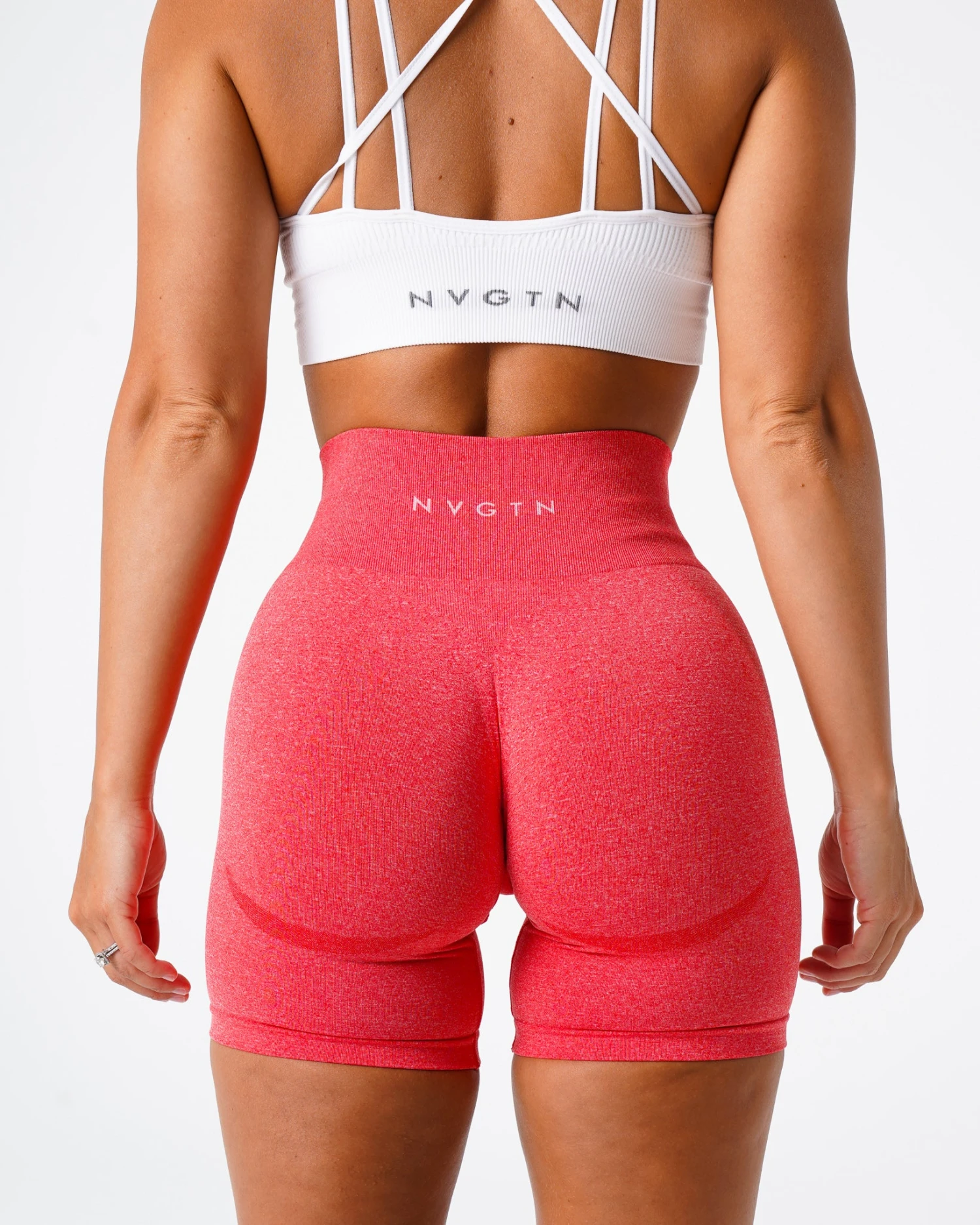 Seamless Contour Shorts - Candy Apple High Waisted Sculpting Workout Shorts 2 Seamless Contour Shorts - Candy Apple High Waisted Sculpting Workout Shorts - Image 2