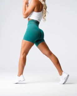 Emerald Solid Seamless High-Waisted Workout Shorts
