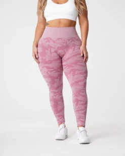 Pastel Pink Camo High Waisted Seamless Leggings
