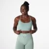 Sage Green Invincible Seamless Bra with Open Back Straps