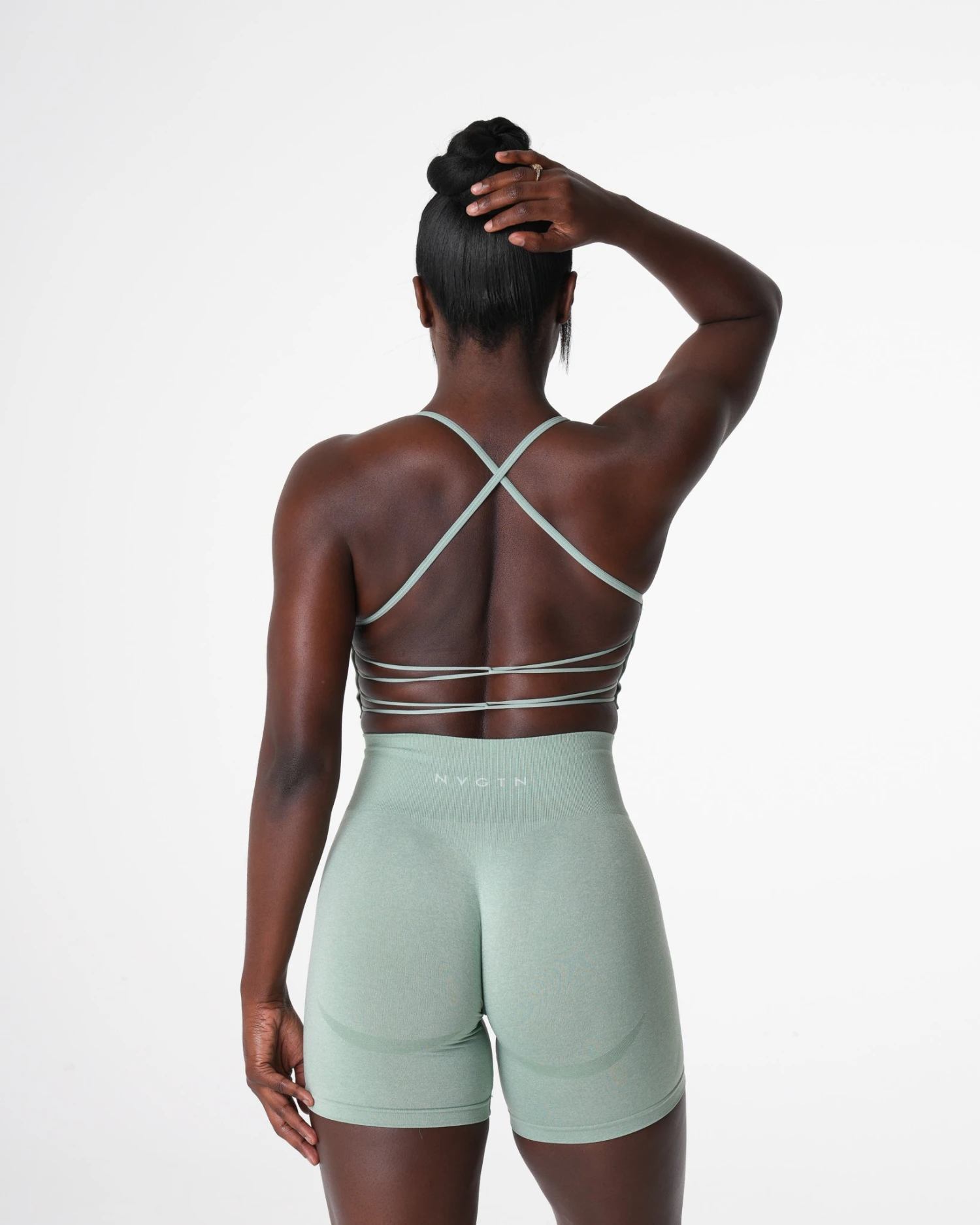 Sage Green Invincible Seamless Bra with Open Back Straps 2 Sage Green Invincible Seamless Bra with Open Back Straps - Image 2