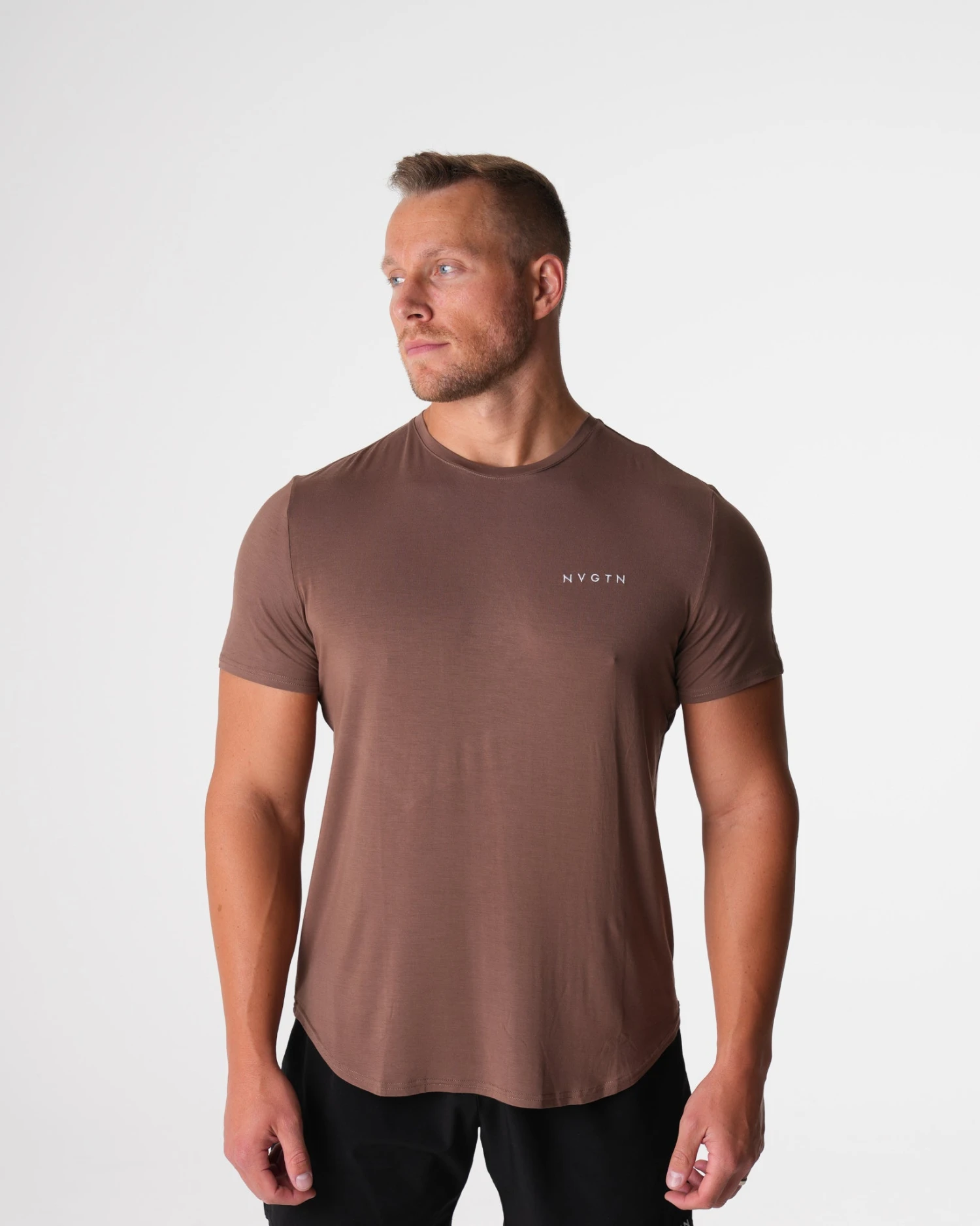 Men's Mocha Tech Fitted Performance Training Tee 1 Men's Mocha Tech Fitted Performance Training Tee