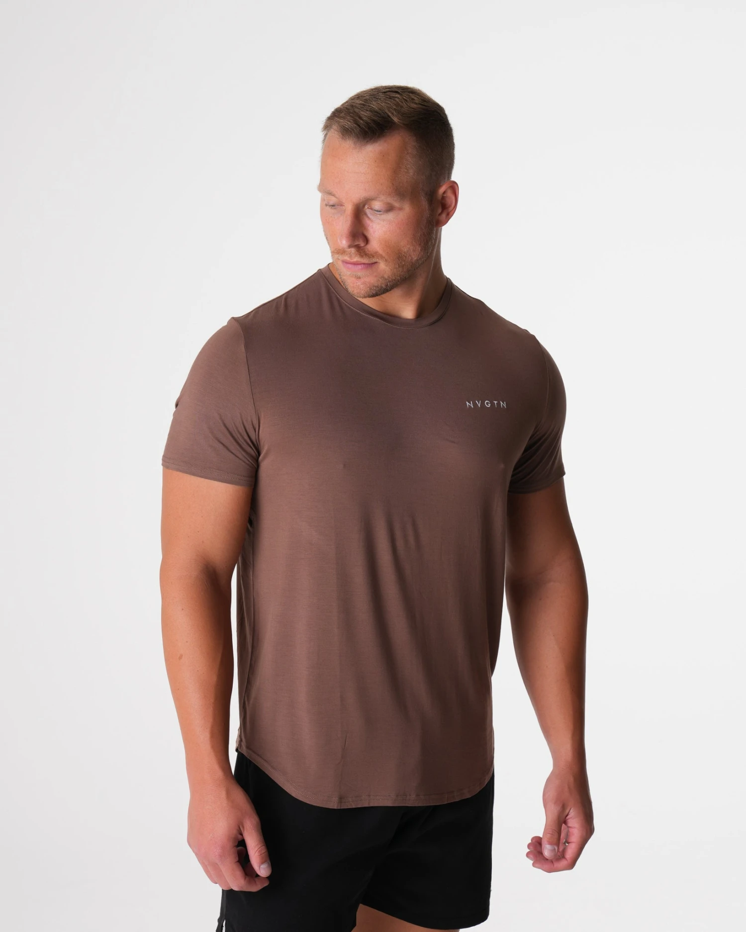 Men's Mocha Tech Fitted Performance Training Tee 3 Men's Mocha Tech Fitted Performance Training Tee - Image 3
