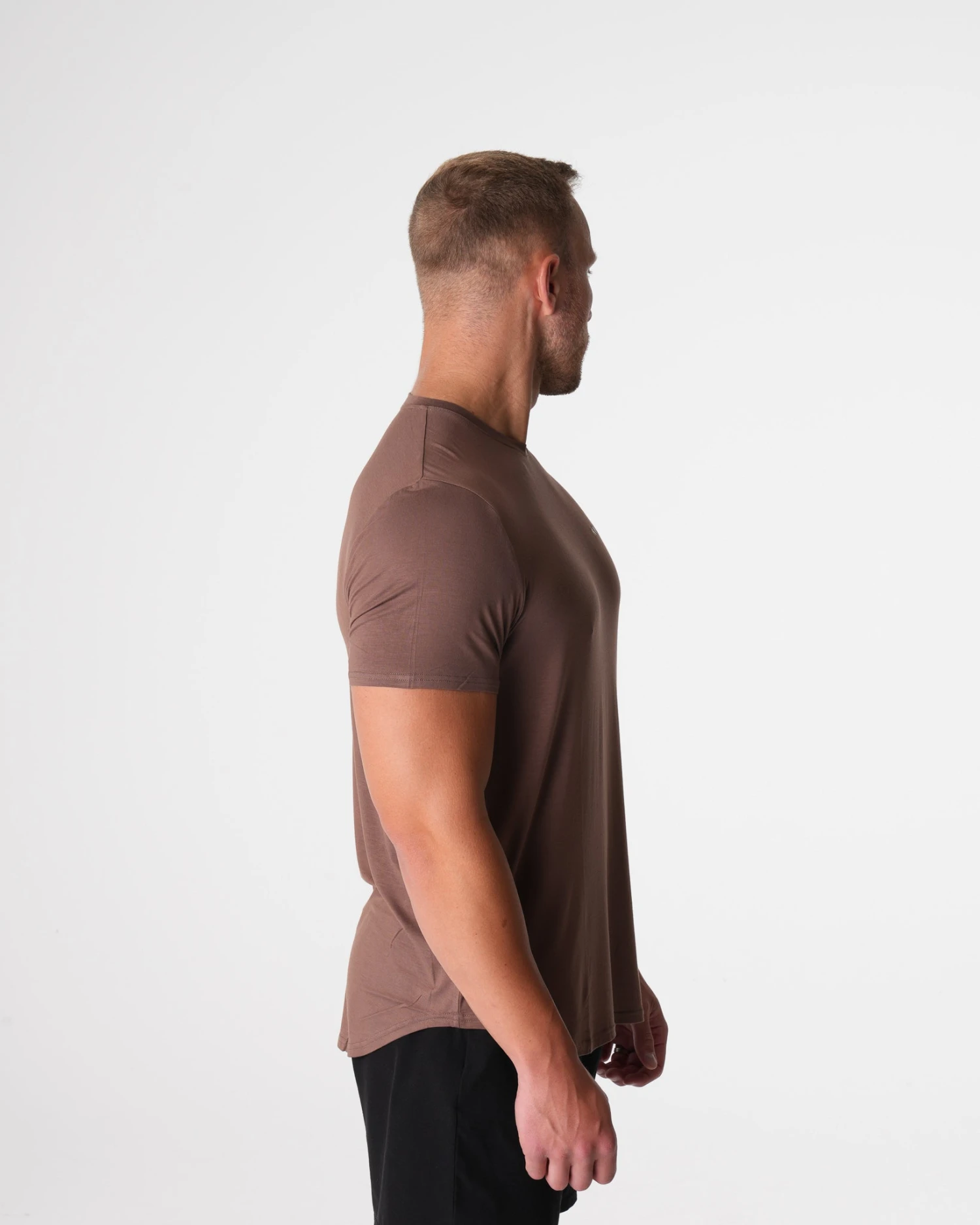 Men's Mocha Tech Fitted Performance Training Tee 4 Men's Mocha Tech Fitted Performance Training Tee - Image 4