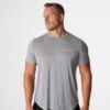 Men's Grey Performance Tech Fitted Tee - Muscle Fit Workout Shirt