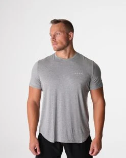 Men's Grey Performance Tech Fitted Tee - Muscle Fit Workout Shirt
