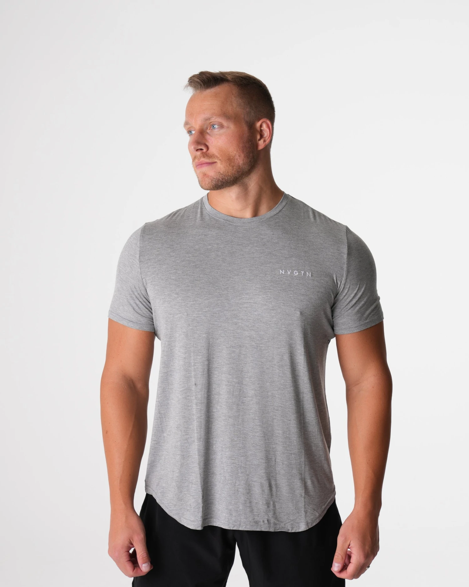 Men's Grey Performance Tech Fitted Tee - Muscle Fit Workout Shirt 1 Men's Grey Performance Tech Fitted Tee - Muscle Fit Workout Shirt
