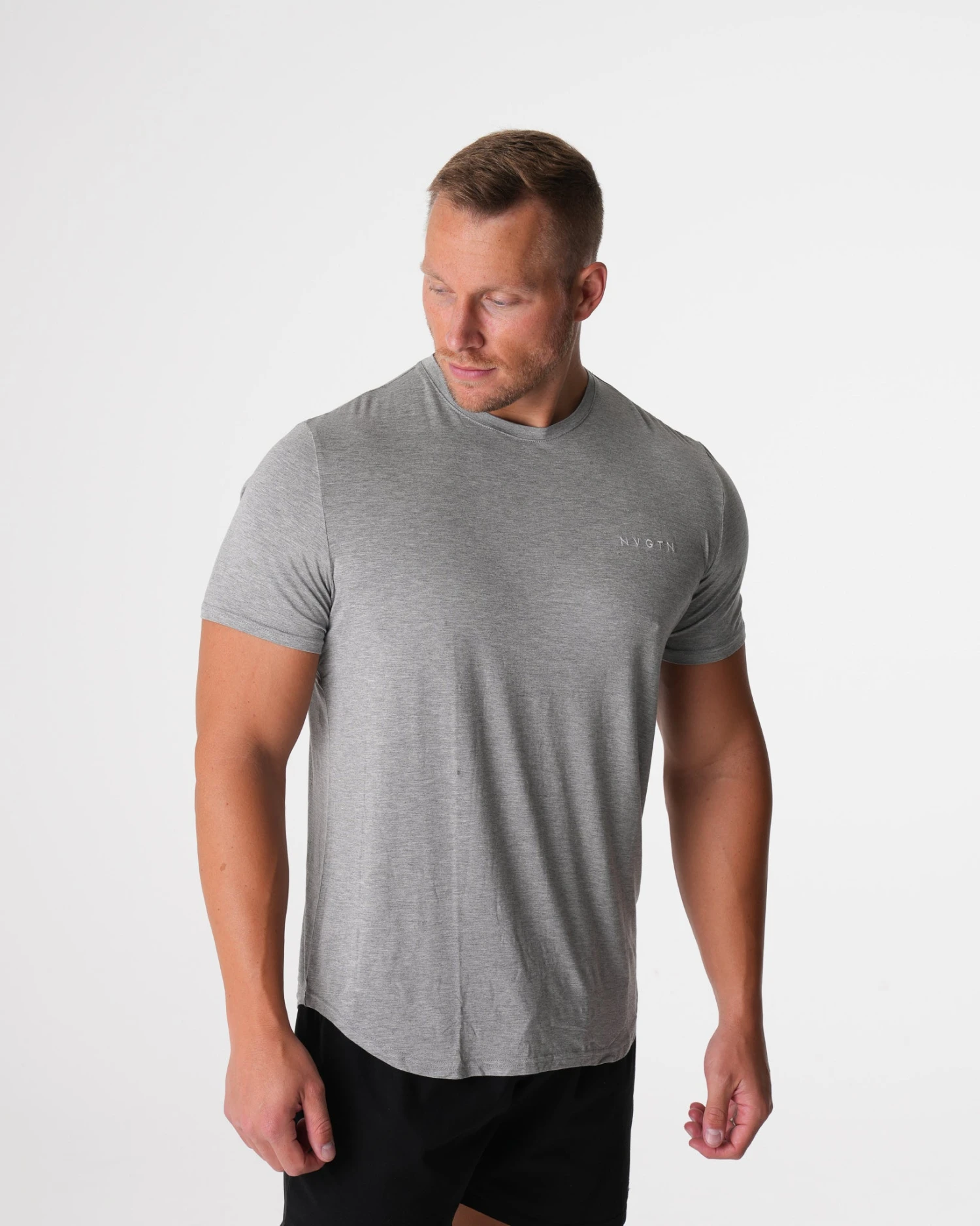 Men's Grey Performance Tech Fitted Tee - Muscle Fit Workout Shirt 3 Men's Grey Performance Tech Fitted Tee - Muscle Fit Workout Shirt - Image 3