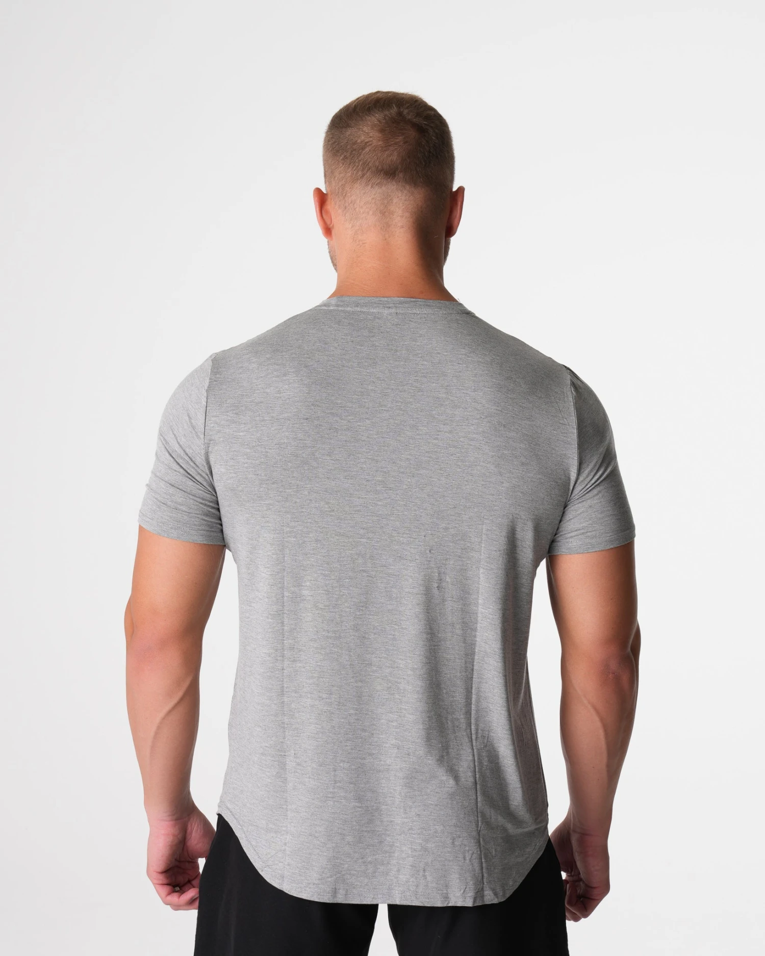 Men's Grey Performance Tech Fitted Tee - Muscle Fit Workout Shirt 2 Men's Grey Performance Tech Fitted Tee - Muscle Fit Workout Shirt - Image 2
