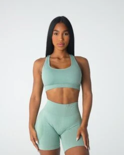 Sage Green Inspire Seamless Sports Bra with Star Back Detail