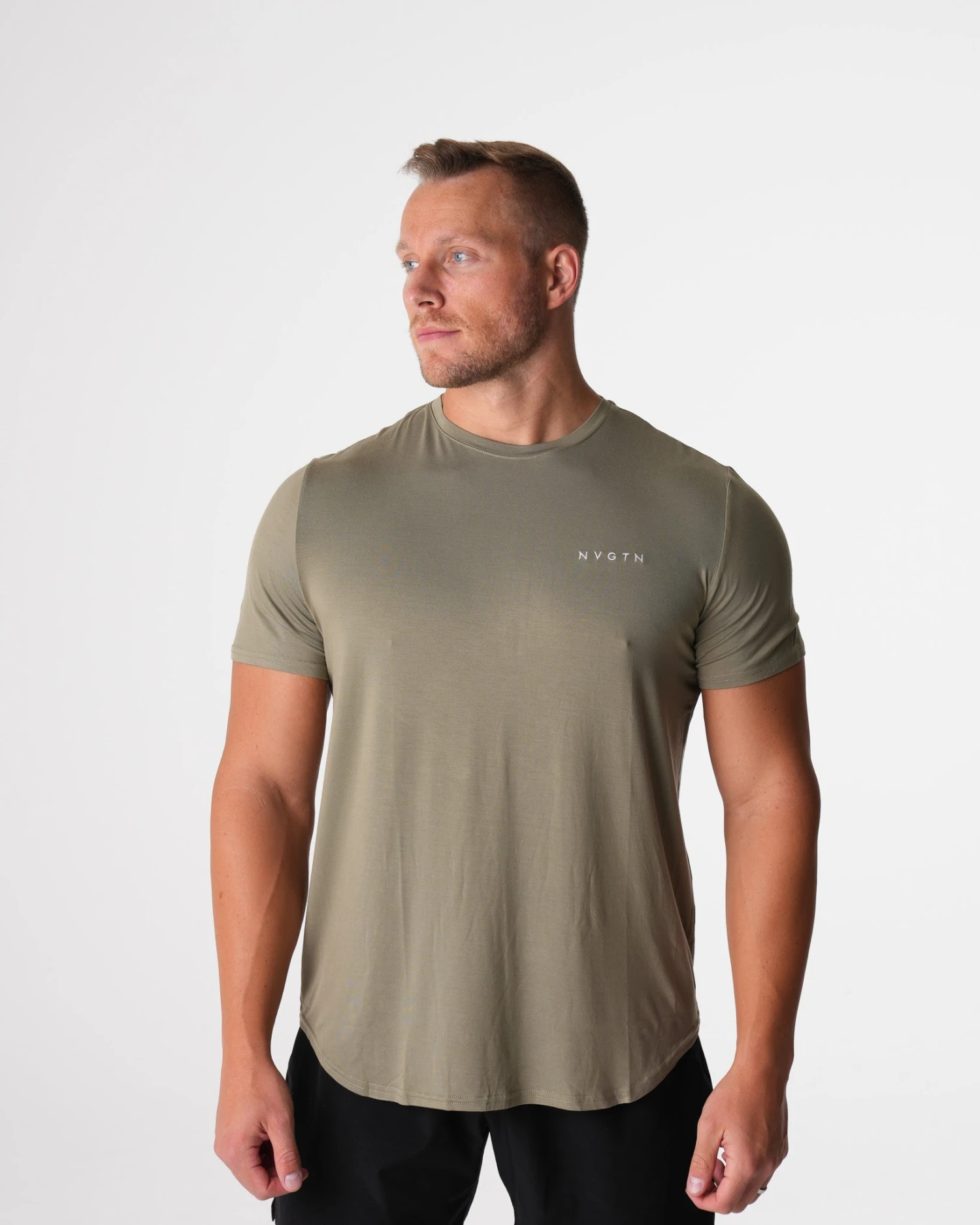 Men's Sage Green Tech Fitted Training Tee - Performance Modal Blend 1 Men's Sage Green Tech Fitted Training Tee - Performance Modal Blend