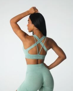 Sage Green Inspire Seamless Sports Bra with Star Back Detail 7 Sage Green Inspire Seamless Sports Bra with Star Back Detail -NVGTN Sportswear Shop DSC00947