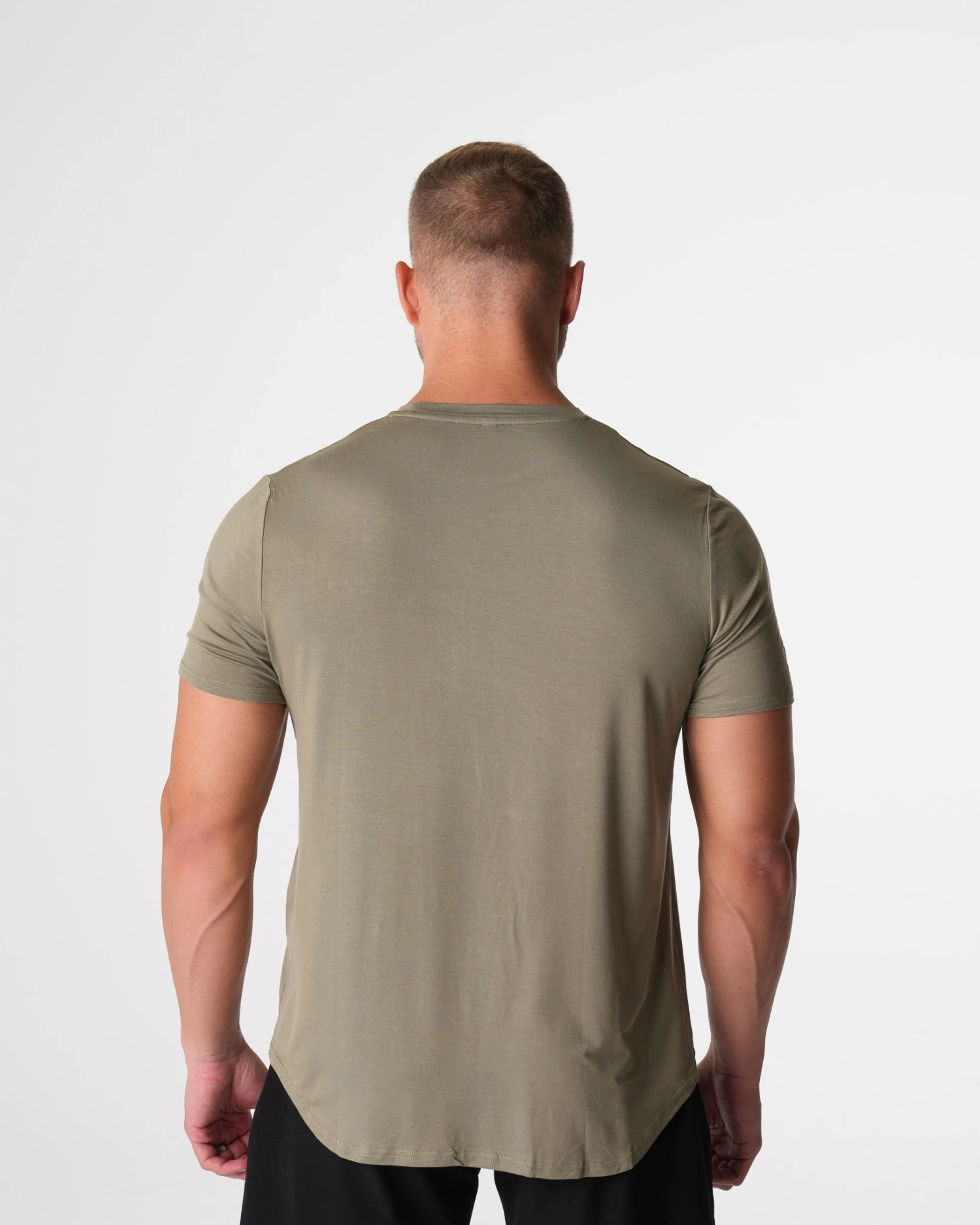 Men's Sage Green Tech Fitted Training Tee - Performance Modal Blend 2 Men's Sage Green Tech Fitted Training Tee - Performance Modal Blend - Image 2
