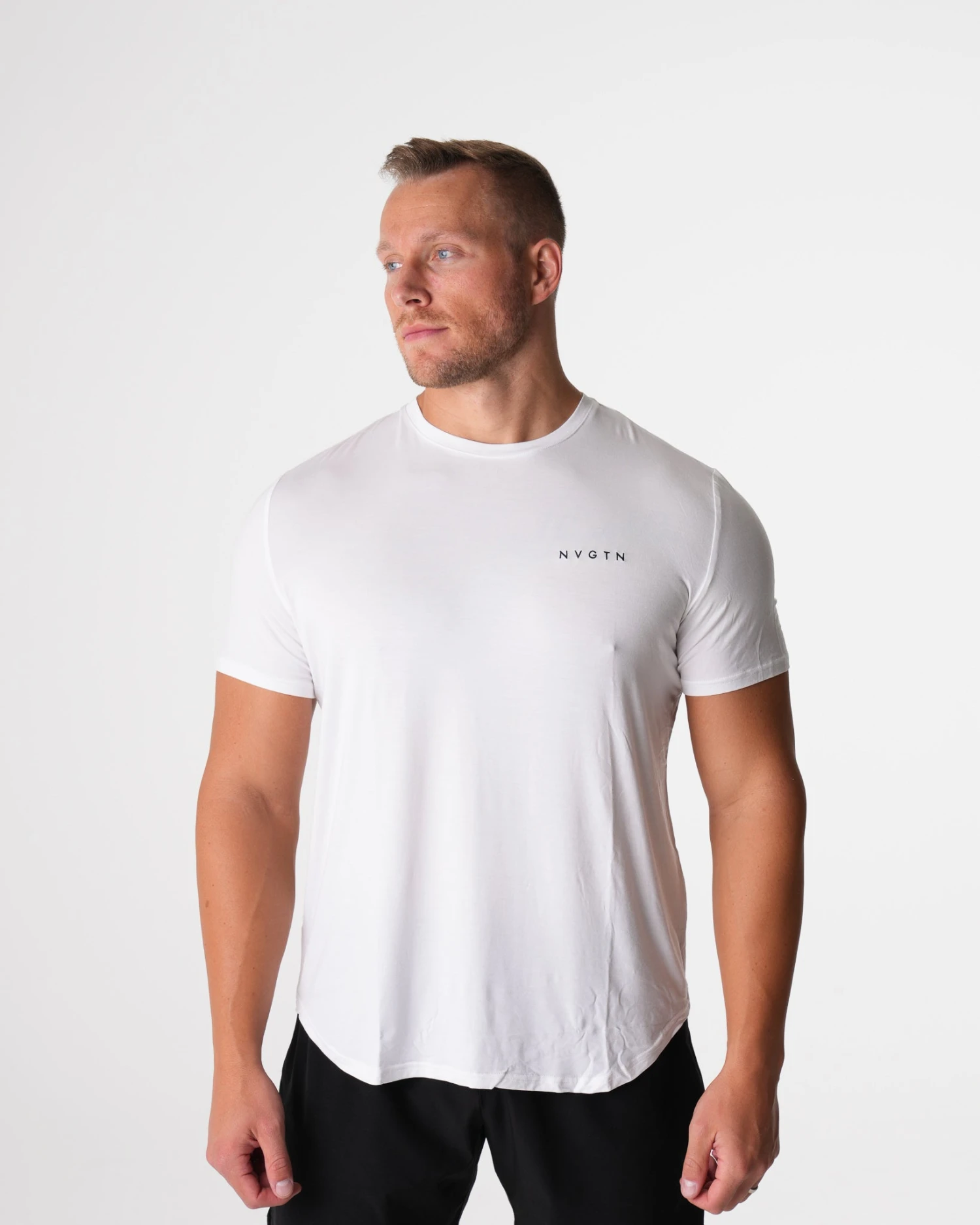 Men's White Tech Fitted Performance Tee - High-Stretch Athletic Training Shirt 1 Men's White Tech Fitted Performance Tee - High-Stretch Athletic Training Shirt