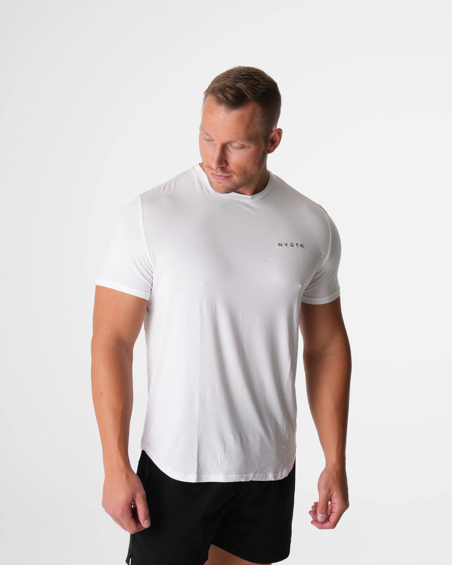 Men's White Tech Fitted Performance Tee - High-Stretch Athletic Training Shirt 3 Men's White Tech Fitted Performance Tee - High-Stretch Athletic Training Shirt - Image 3
