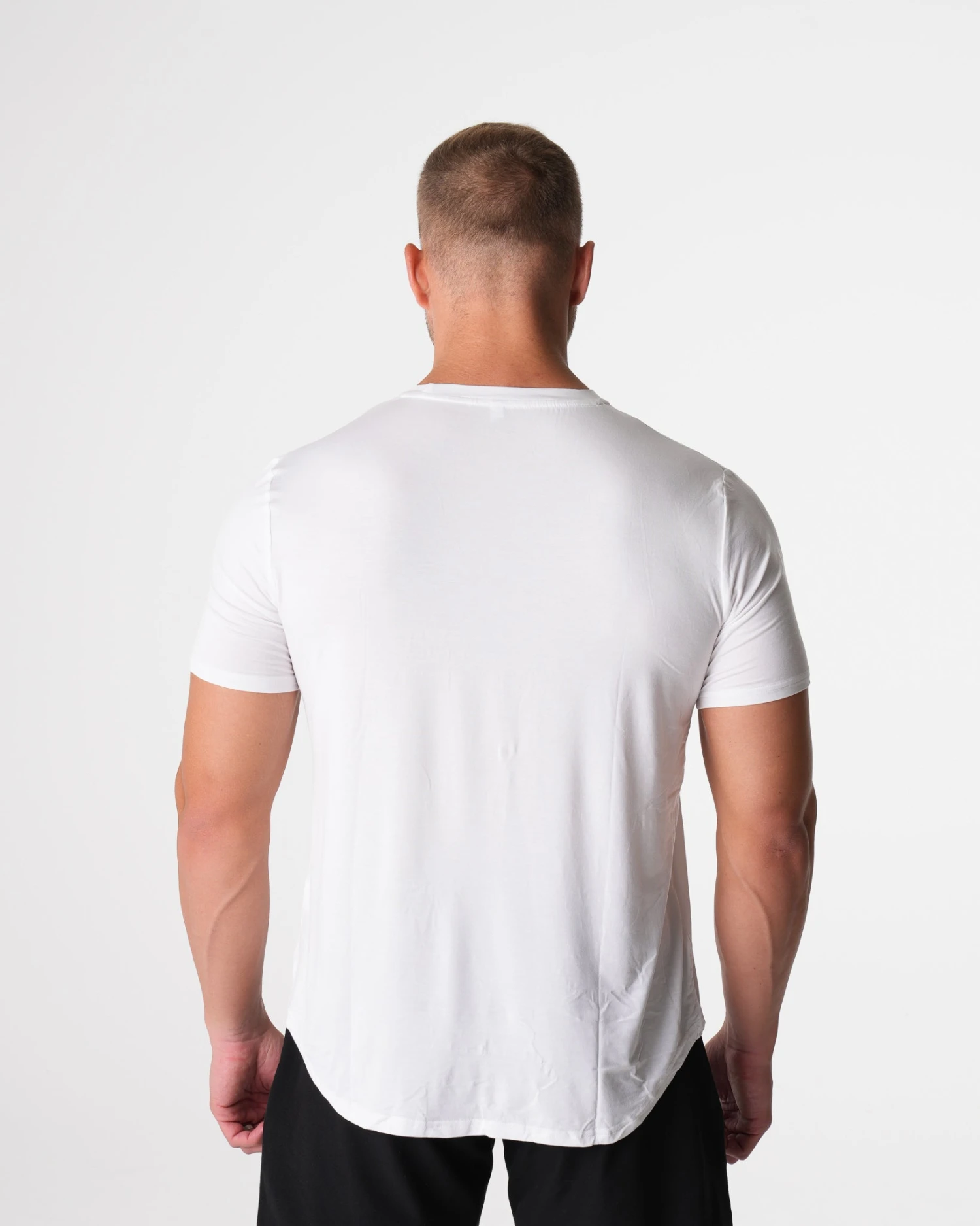 Men's White Tech Fitted Performance Tee - High-Stretch Athletic Training Shirt 2 Men's White Tech Fitted Performance Tee - High-Stretch Athletic Training Shirt - Image 2