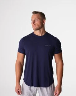 Men's Navy Tech Fitted Training Tee - Quick-Dry Performance Shirt