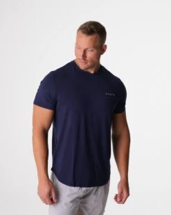 Men's Navy Tech Fitted Training Tee - Quick-Dry Performance Shirt -NVGTN Sportswear Shop DSC00954 d5cf00c7 6972 4584 89a3 da1a197cd097