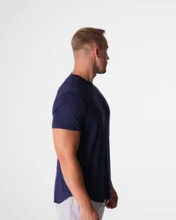 Men's Navy Tech Fitted Training Tee - Quick-Dry Performance Shirt -NVGTN Sportswear Shop DSC00955 ad0e1c66 78d9 42d2 94ce 8ca85764f557