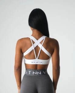 White Seamless Workout Bra with Star Back Design