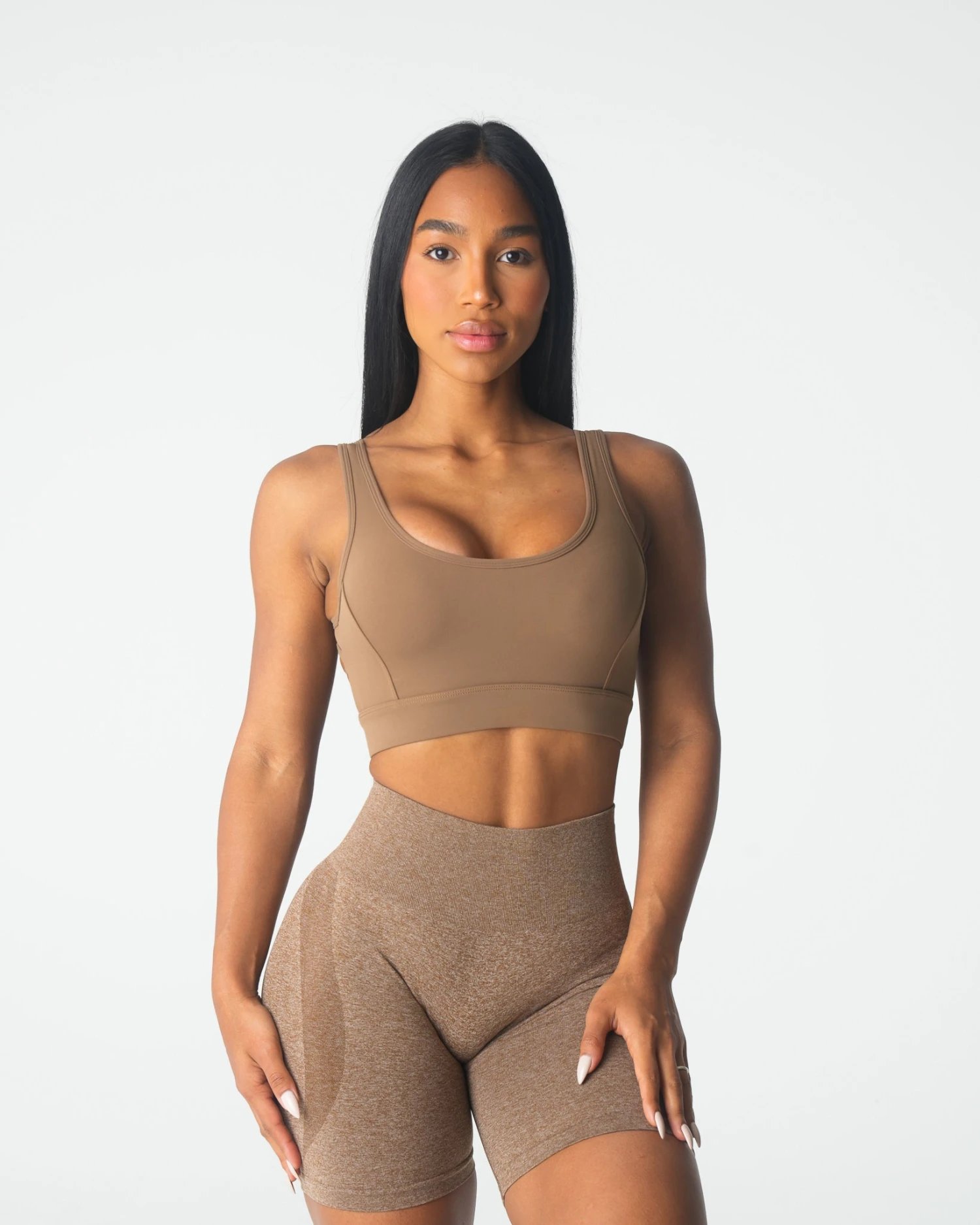 Mocha Allure Criss-Cross Medium Impact Support Sports Bra 1 Mocha Allure Criss-Cross Medium Impact Support Sports Bra