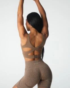 Mocha Allure Criss-Cross Medium Impact Support Sports Bra 7 Mocha Allure Criss-Cross Medium Impact Support Sports Bra -NVGTN Sportswear Shop DSC01006