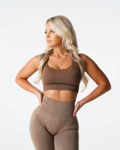 Mocha Ignite Seamless Sports Bra - Adjustable Racerback Fitness Top 6 Mocha Ignite Seamless Sports Bra - Adjustable Racerback Fitness Top -NVGTN Sportswear Shop DSC01231