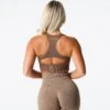 Mocha Ignite Seamless Sports Bra - Adjustable Racerback Fitness Top
