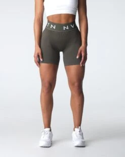 High Waisted Olive Sport Seamless Shorts for High-Intensity Training