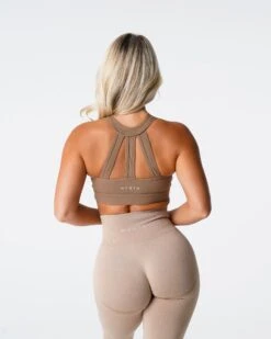 Mocha Trio Back Medium Impact Sports Bra