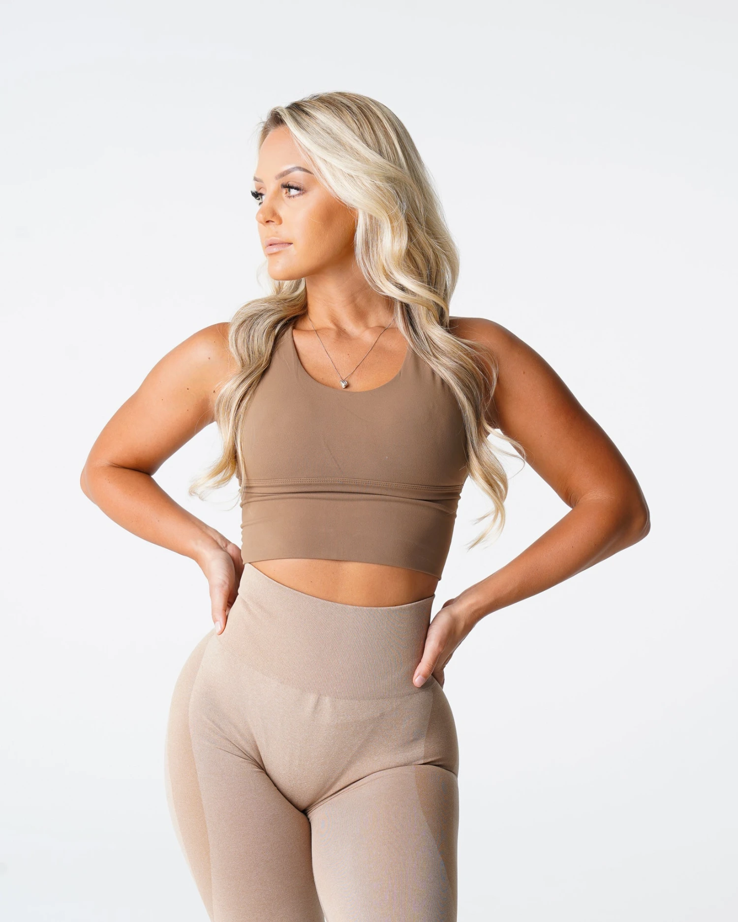 Mocha Matrix Longline Sports Bra Top with Strappy Back 3 Mocha Matrix Longline Sports Bra Top with Strappy Back - Image 3