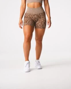 Leopard Seamless Shorts - High Waisted Mocha Gym Workout Shorts -NVGTN Sportswear Shop DSC01292 1199a374 626e 4da3 a283 a97cfccb4536