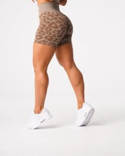 Leopard Seamless Shorts - High Waisted Mocha Gym Workout Shorts -NVGTN Sportswear Shop DSC01294 6851173c 2ef7 44ed 9552 8eb707a4cb6f