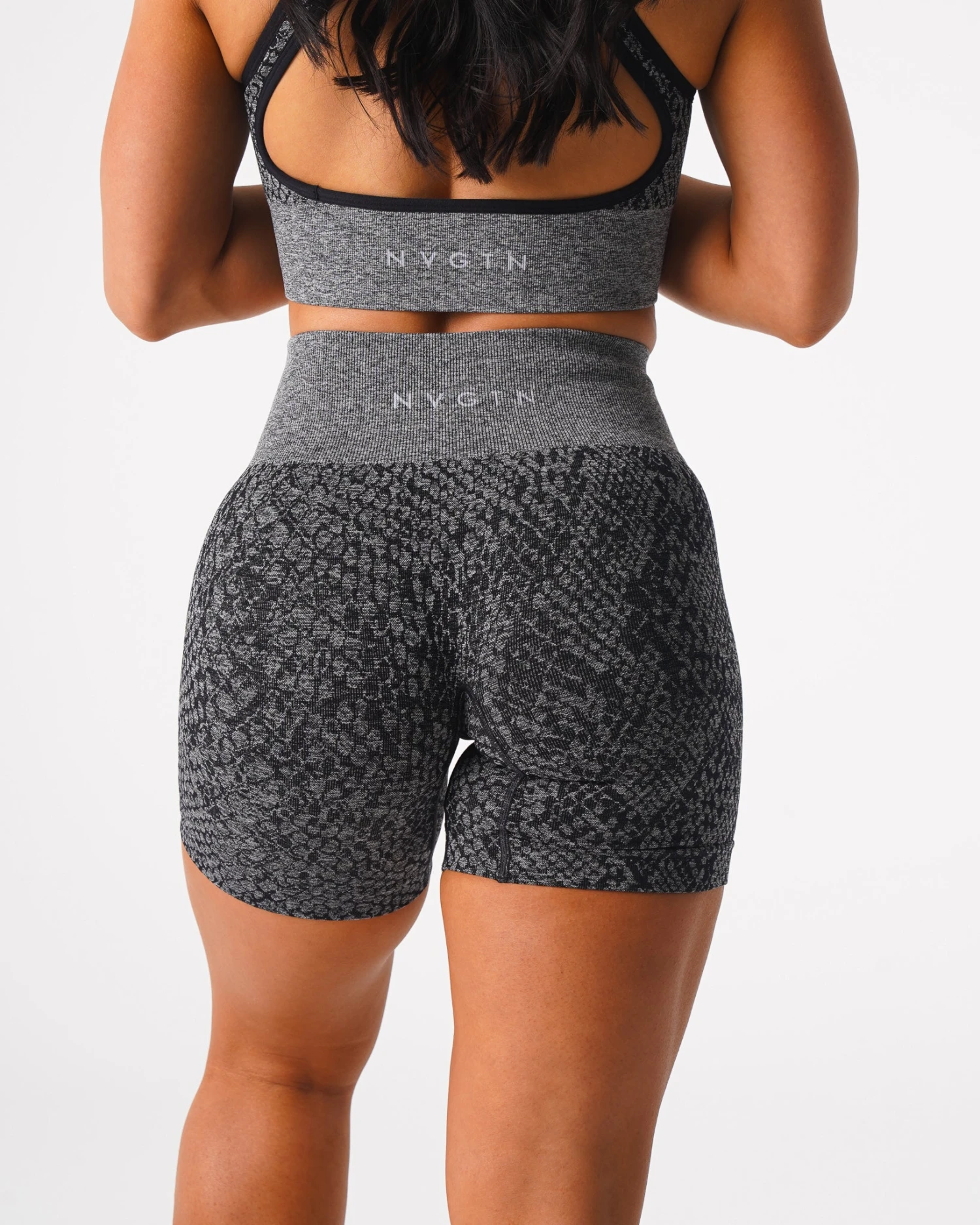 Black Speckled Snakeskin Seamless High-Waisted Workout Shorts 4 Black Speckled Snakeskin Seamless High-Waisted Workout Shorts - Image 4