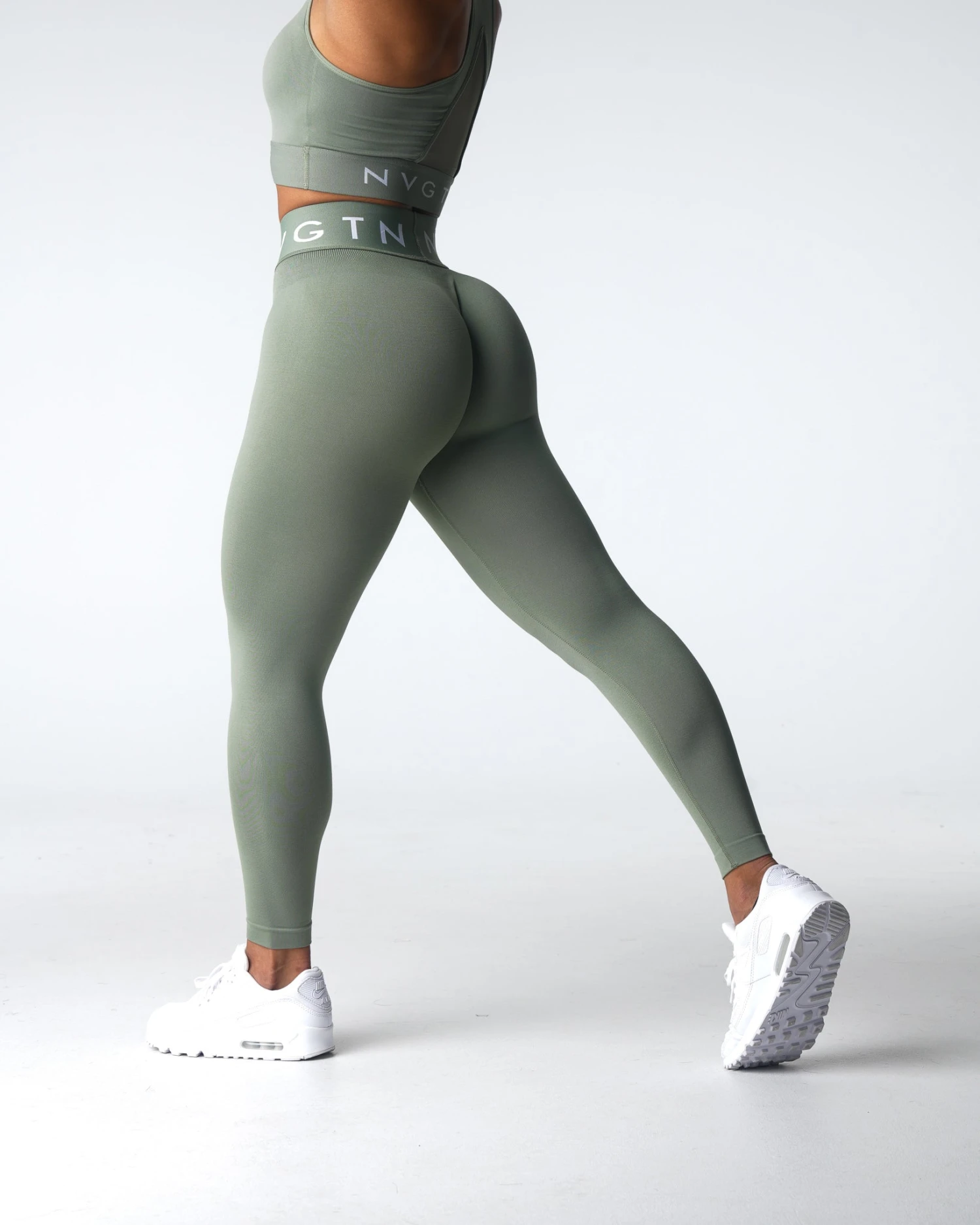 Sage Green High-Waisted Seamless Sport Leggings - High Compression Workout Tights 1 Sage Green High-Waisted Seamless Sport Leggings - High Compression Workout Tights